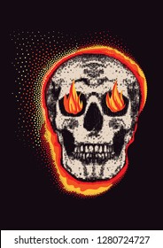 Skull in the flames.graphic design suitable for use in t shirts.