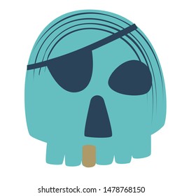 Skull flat color illustration on white