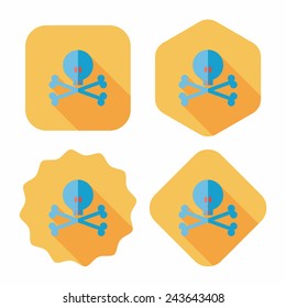 skull flat icon with long shadow