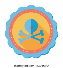skull flat icon with long shadow