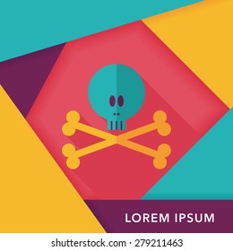 skull flat icon with long shadow