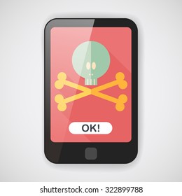 skull flat icon with long shadow