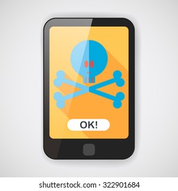 skull flat icon with long shadow