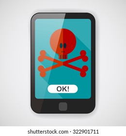 skull flat icon with long shadow