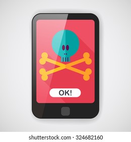 skull flat icon with long shadow