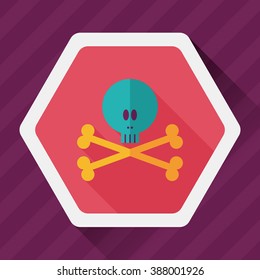 skull flat icon with long shadow