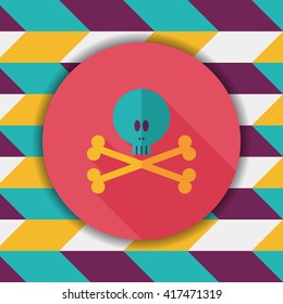 skull flat icon with long shadow