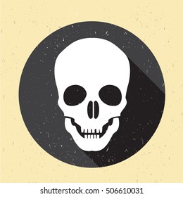skull flat icon with long shadow