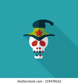Skull flat icon with long shadow,eps10