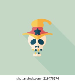 Skull flat icon with long shadow,eps10