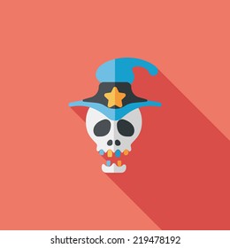 Skull flat icon with long shadow,eps10