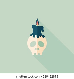 Skull flat icon with long shadow,eps10