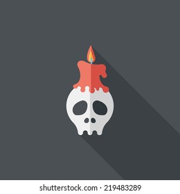 Skull flat icon with long shadow,eps10