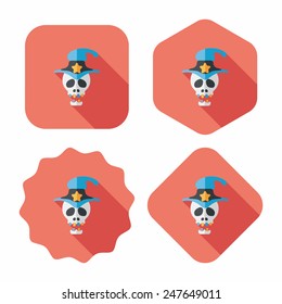Skull flat icon with long shadow,eps10