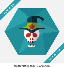 Skull flat icon with long shadow,eps10
