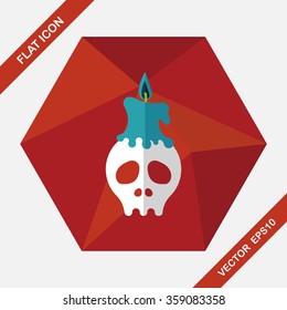 Skull flat icon with long shadow,eps10