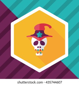 Skull flat icon with long shadow,eps10
