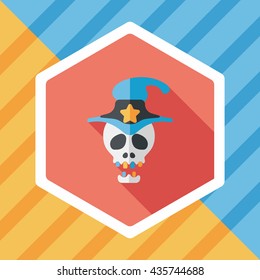 Skull flat icon with long shadow,eps10