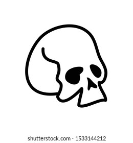 Skull Flat Icon On White Background Vector