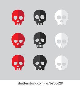 Skull flat icons set.