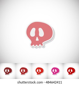 Skull. Flat sticker with shadow on white background. Vector illustration