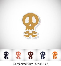Skull. Flat sticker with shadow on white background. Vector illustration