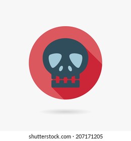 skull Flat style Icon with long shadows