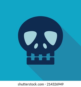 skull Flat style Icon with long shadows