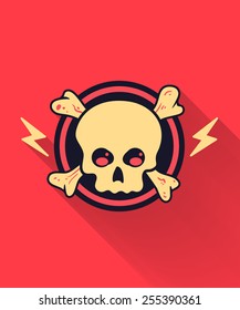 Skull Flat style Icon with long shadows