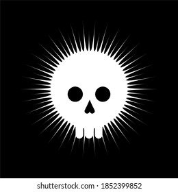skull flat symbol with sun. skull pirate flag symbol. skull flat design vector illustration