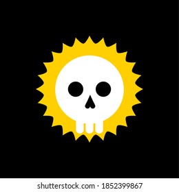 skull flat symbol with sun. skull pirate flag symbol. skull flat design vector illustration