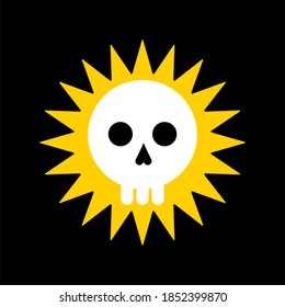 skull flat symbol with sun. skull pirate flag symbol. skull flat design vector illustration