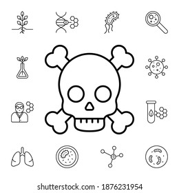 Icono de vector plano de cráneo en paquete de biología