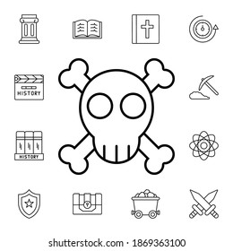 Skull flat vector icon in history pack