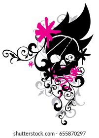 skull floral design 
