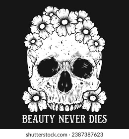 Skull Floral Mushroom T-shirt Design