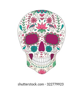 Skull with floral ornament.