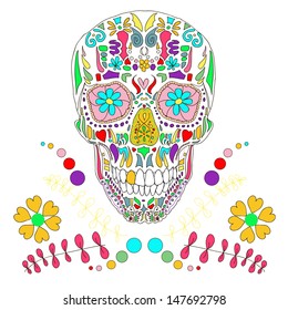 Skull with floral ornament 2.Vector illustration.
