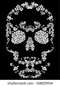 Skull with floral ornament. Vector illustration 