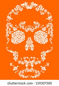 Skull with floral ornament. Vector illustration 