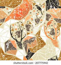 Skull with floral ornament. Vector illustration