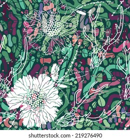 Skull with floral ornament. Vector illustration