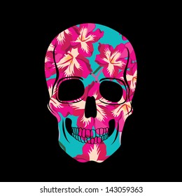 Skull with floral ornament.Vector illustration.