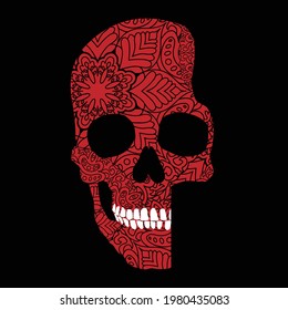 skull with floral  pattern vector for t-shirt  poster or album cover 