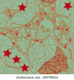 Skull with floral and polygonal ornament.