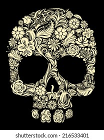 Skull floral shapes  Eps8  CMYK  Global colors  Gradients free 