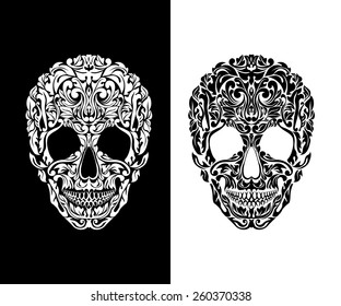 Skull of floral shapes. Vector illustration