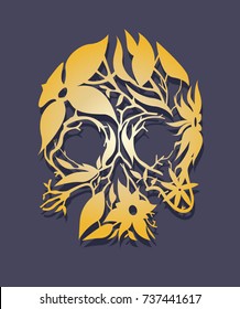 Skull floral silhouette. Dia de Muertos. Day of the Dead traditional mexican festival