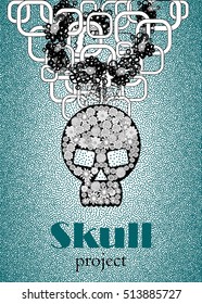 Skull in floral style your concept design. Vector illustration.