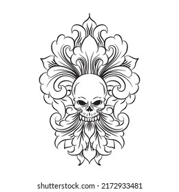 skull and floris illustrasi for logo vector design